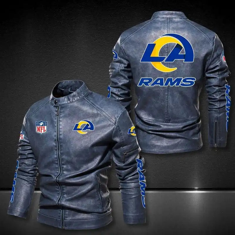 Los Angeles Rams Stand-up Collar Leather Jacket BG13