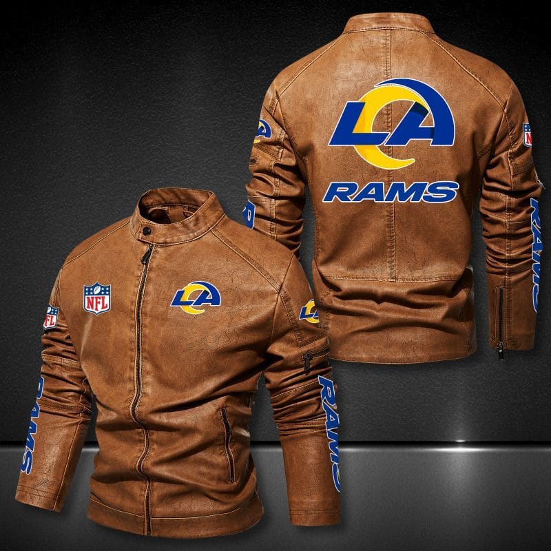 Los Angeles Rams Stand-up Collar Leather Jacket BG13