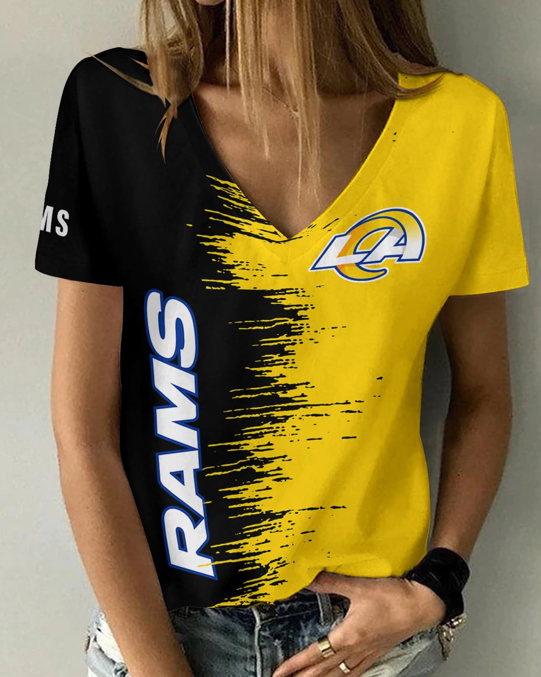 Los Angeles Rams Summer V-neck Women T-shirt BG10