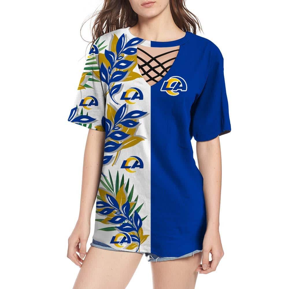 Los Angeles Rams Women Summer String Short Sleeve Shirt BG60
