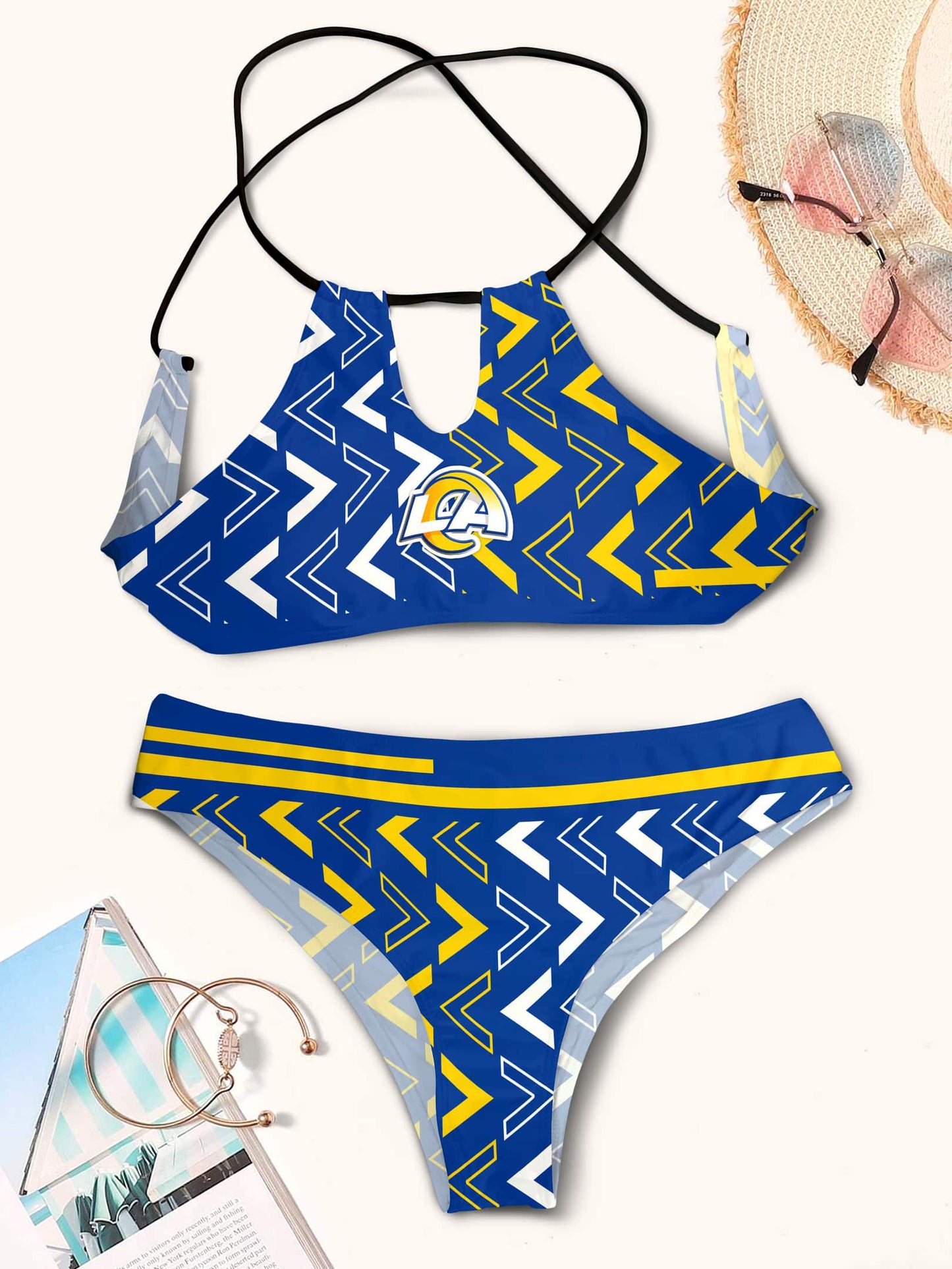 Los Angeles Rams Women’s Cami Keyhole One-piece Swimsuit BG31