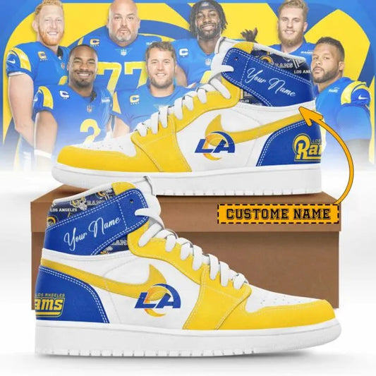 Los Angeles Rams Limited Edition High AJ1 Shoes with Custom Name AZBTAJ1SEW000019