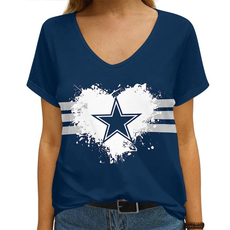 Dallas Cowboys V-neck Women T-shirt AGCWTS620