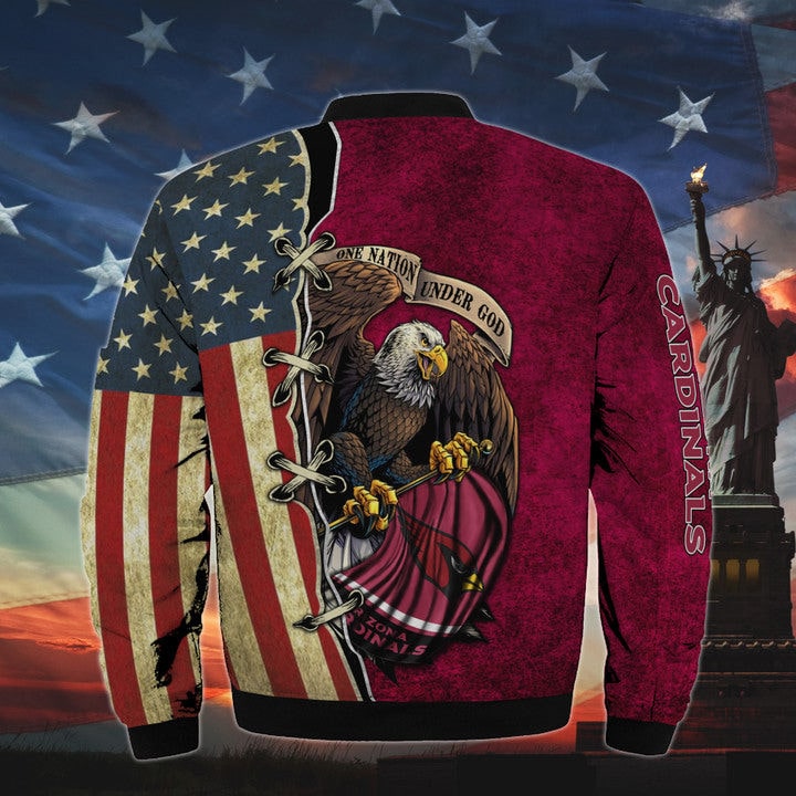 Men’s One Nation Under God Arizona Cardinals Bomber Jackets