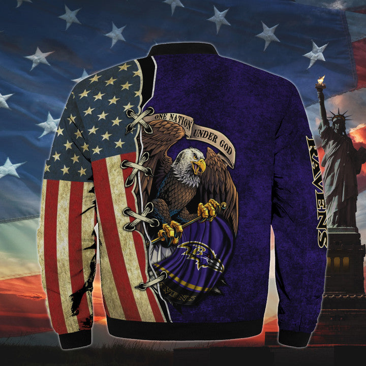 Men’s One Nation Under God Baltimore Ravens Bomber Jackets