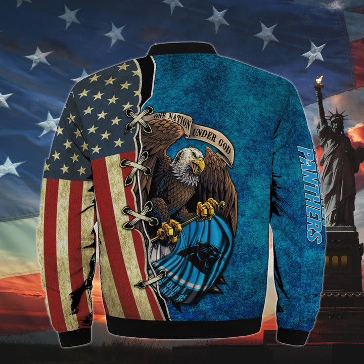 Men’s One Nation Under God Carolina Panthers Bomber Jackets