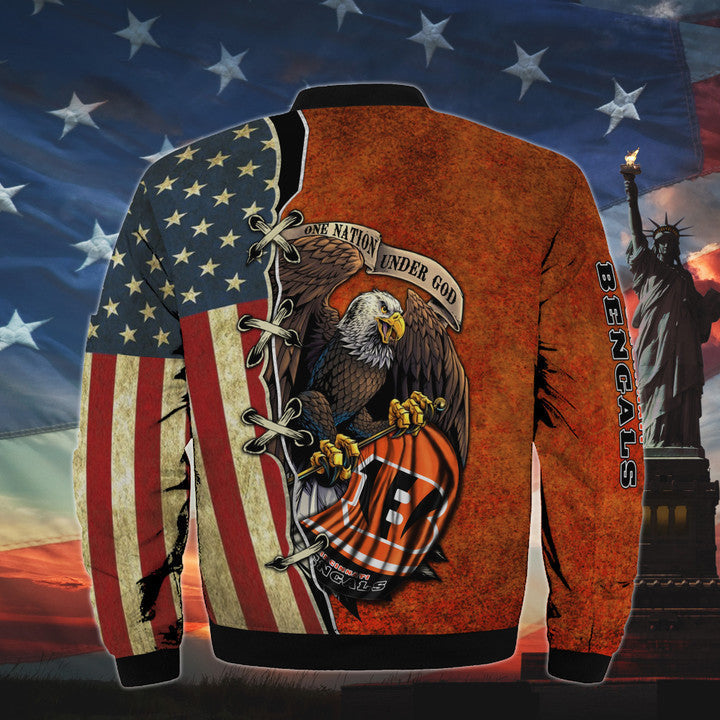 Men’s One Nation Under God Cincinnati Bengals Bomber Jackets
