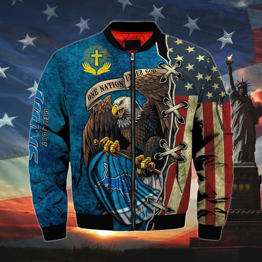 Men’s One Nation Under God Detroit Lions Bomber Jackets
