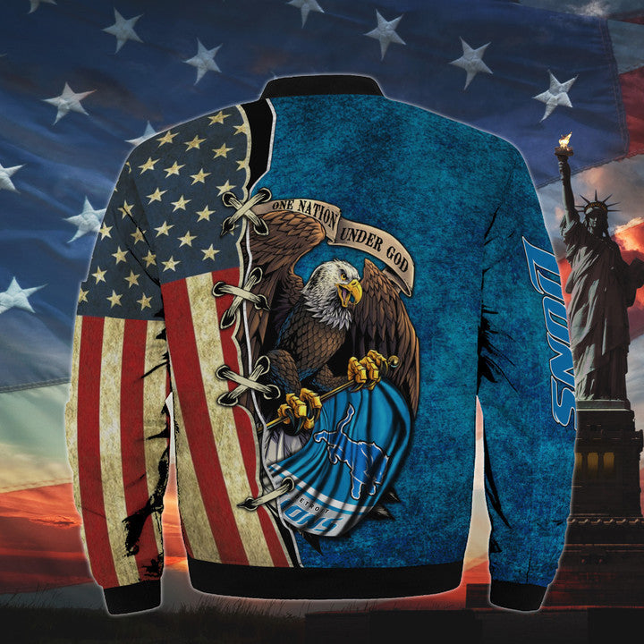 Men’s One Nation Under God Detroit Lions Bomber Jackets