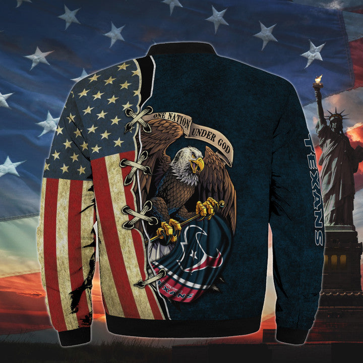 Men’s One Nation Under God Houston Texans Bomber Jackets