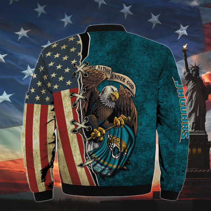 Men’s One Nation Under God Jacksonville Jaguars Bomber Jackets