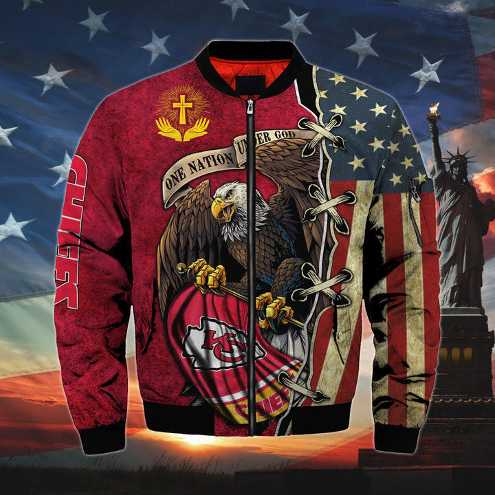 Men’s One Nation Under God Kansas City Chiefs Bomber Jackets