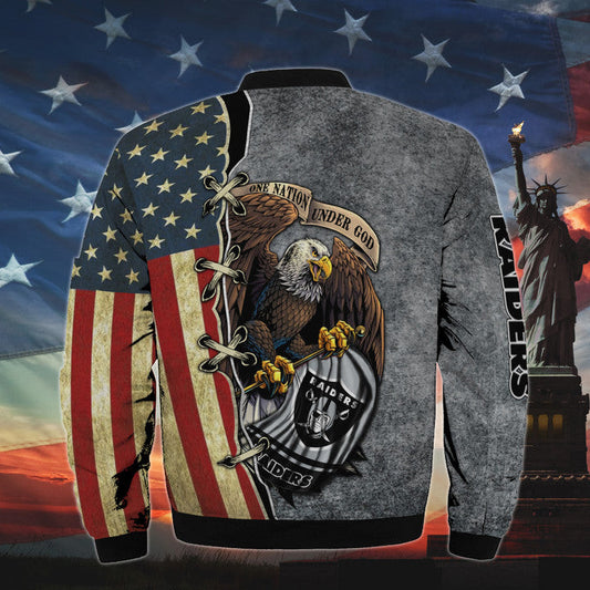Men’s One Nation Under God Las Vegas Raiders Bomber Jackets