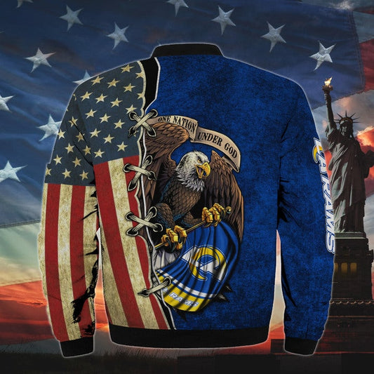 Men’s One Nation Under God Los Angeles Rams Bomber Jackets
