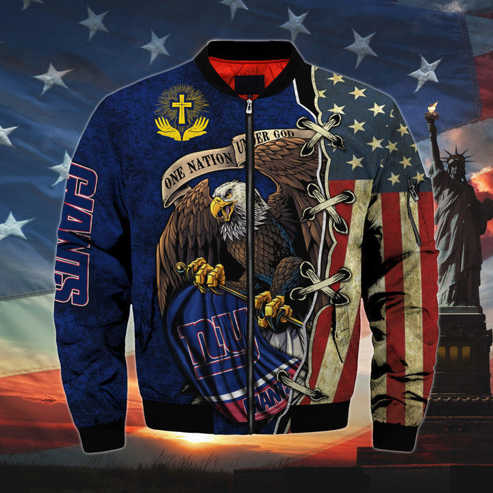 Men’s One Nation Under God New York Giants Bomber Jackets