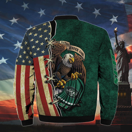 Men’s One Nation Under God New York Jets Bomber Jackets