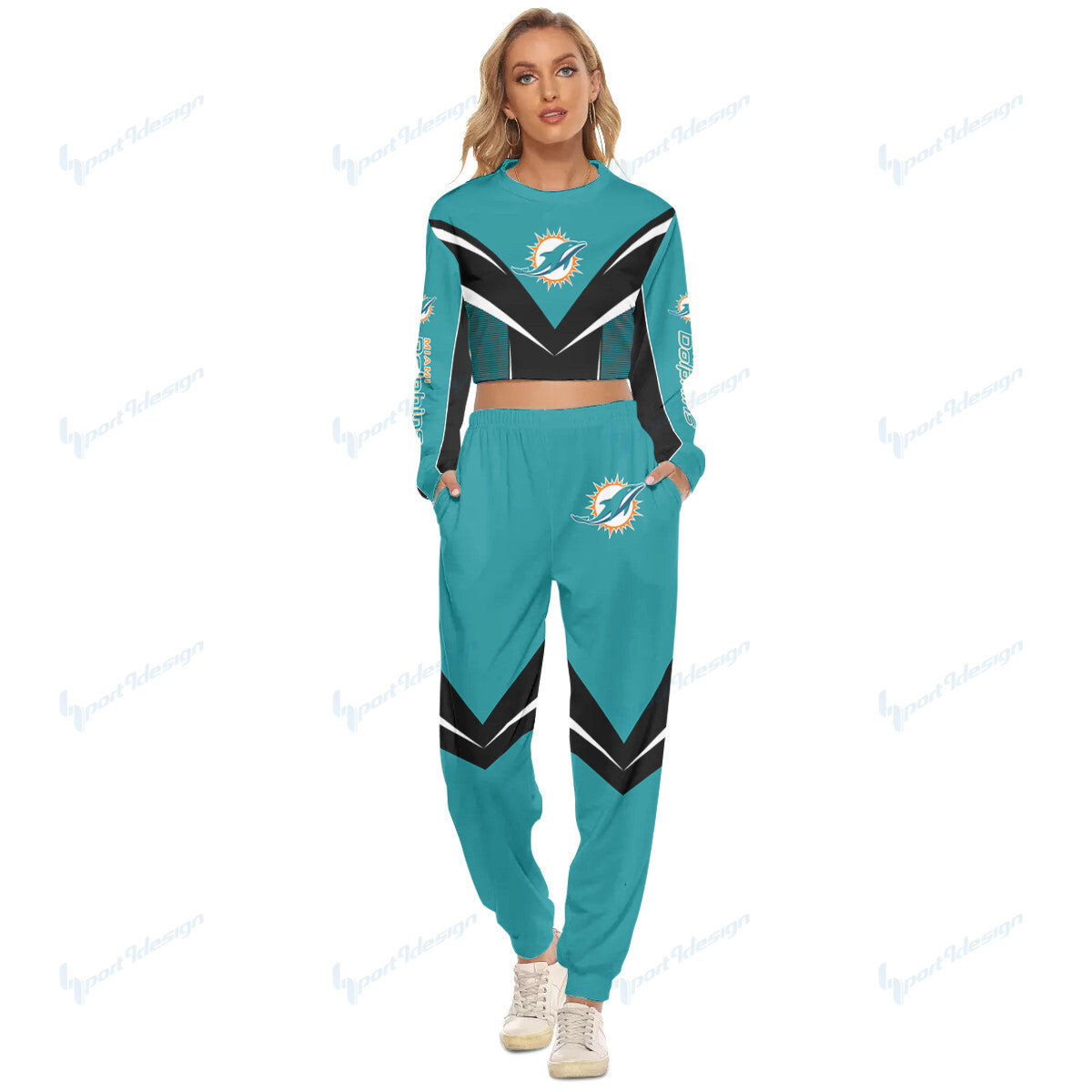 Miami Dolphins Crop Sweatshirt Suit 22