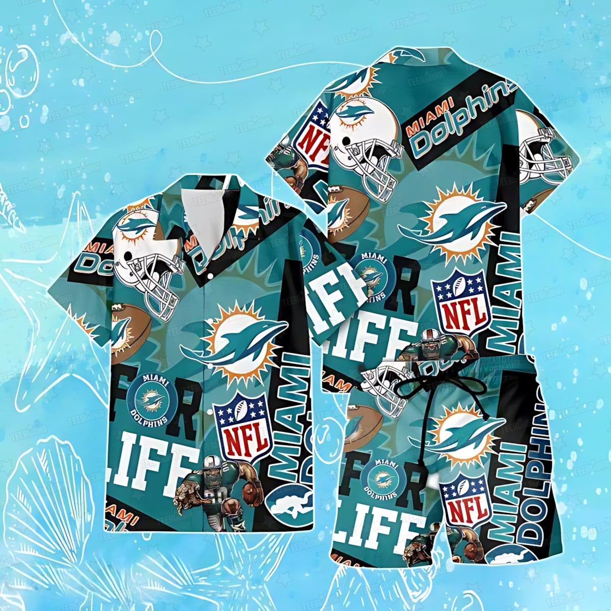 Miami Dolphins Custom Limited Edition For Life Hawaiian Shirt and Shorts AZHAHWSS000273