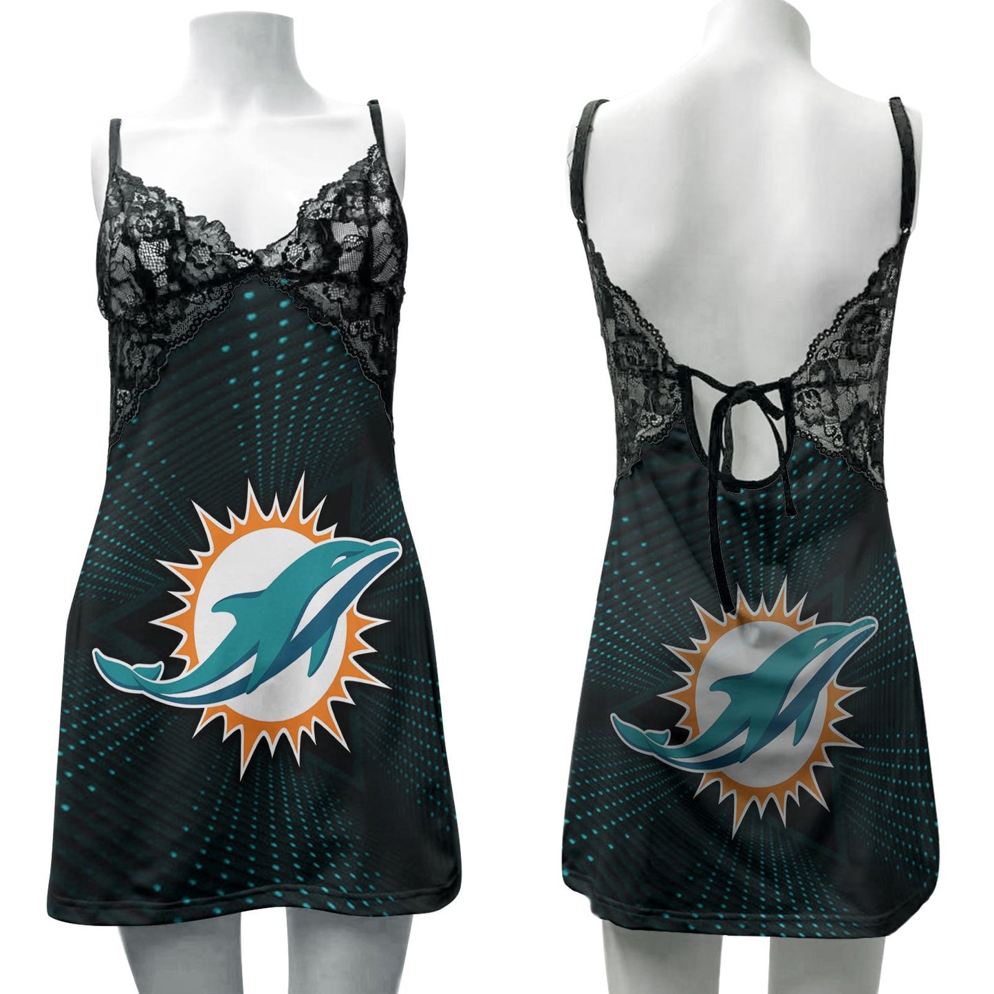 Miami Dolphins Lace Back Strap Slip Dress 171-2