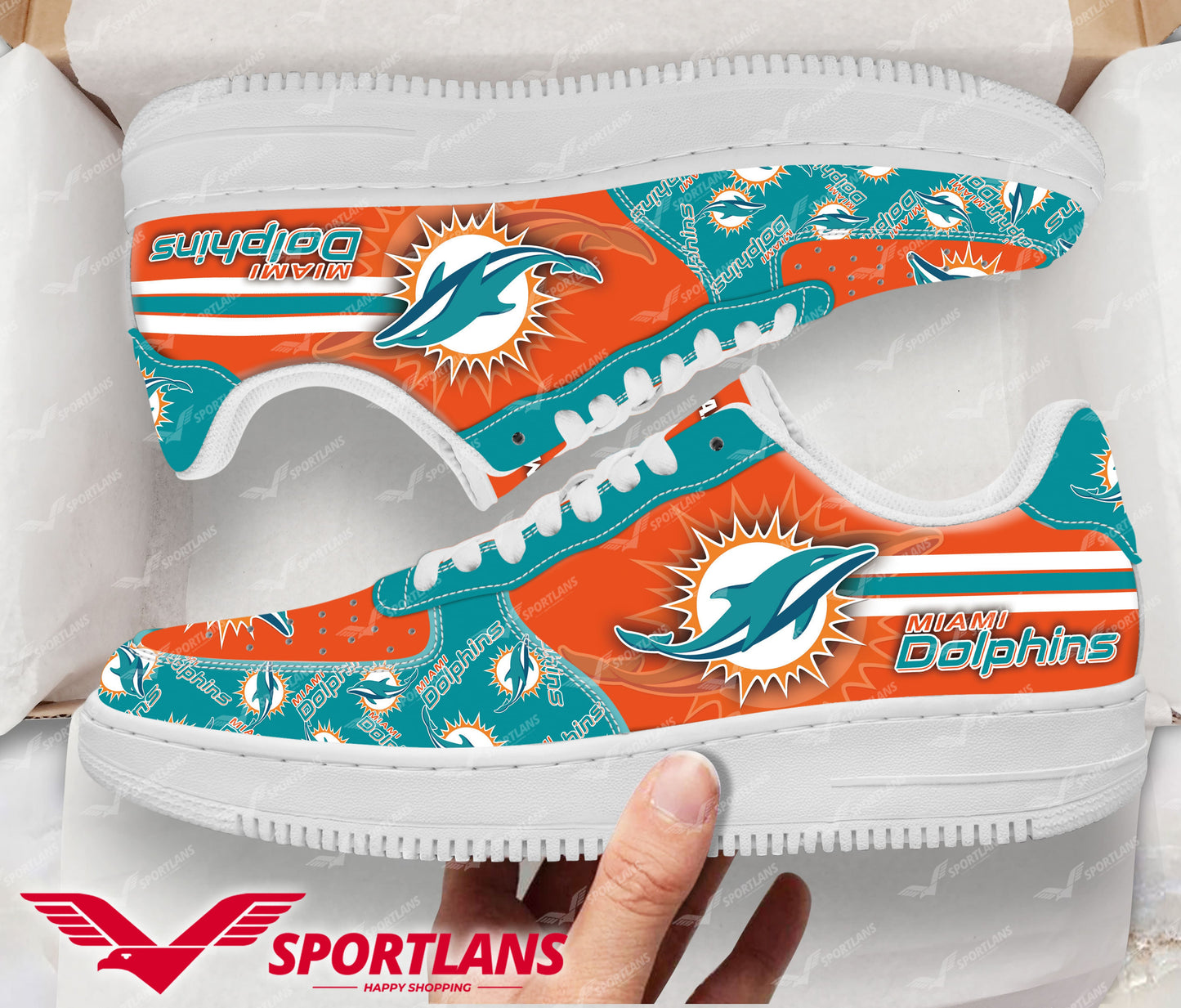 Miami Dolphins NFL Personalized Air Force 1 Shoes