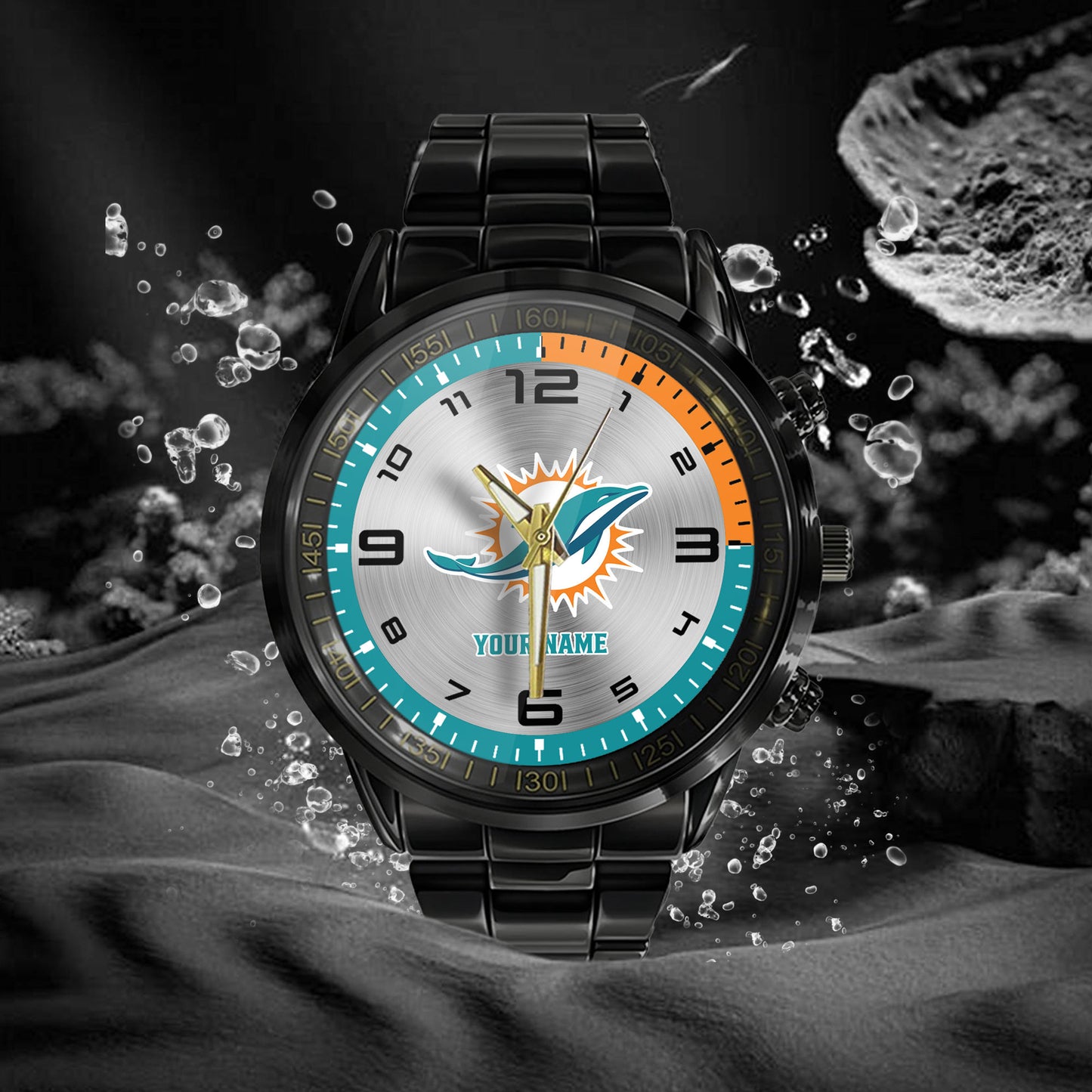 Miami Dolphins Black Fashion Watch Gifts For Sport Fans AZWATCH020