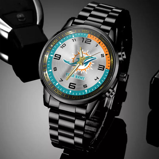 Miami Dolphins Black Fashion Watch Gifts For Sport Fans AZWATCH020