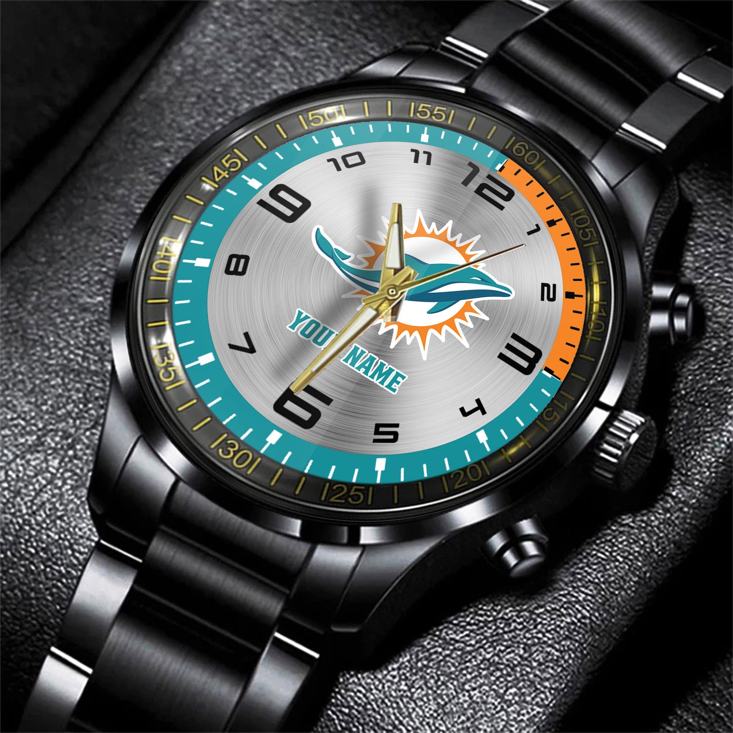 Miami Dolphins Black Fashion Watch Gifts For Sport Fans AZWATCH020