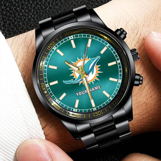 Miami Dolphins Black Fashion Watch Gifts For Sport Fans AZWATCH046