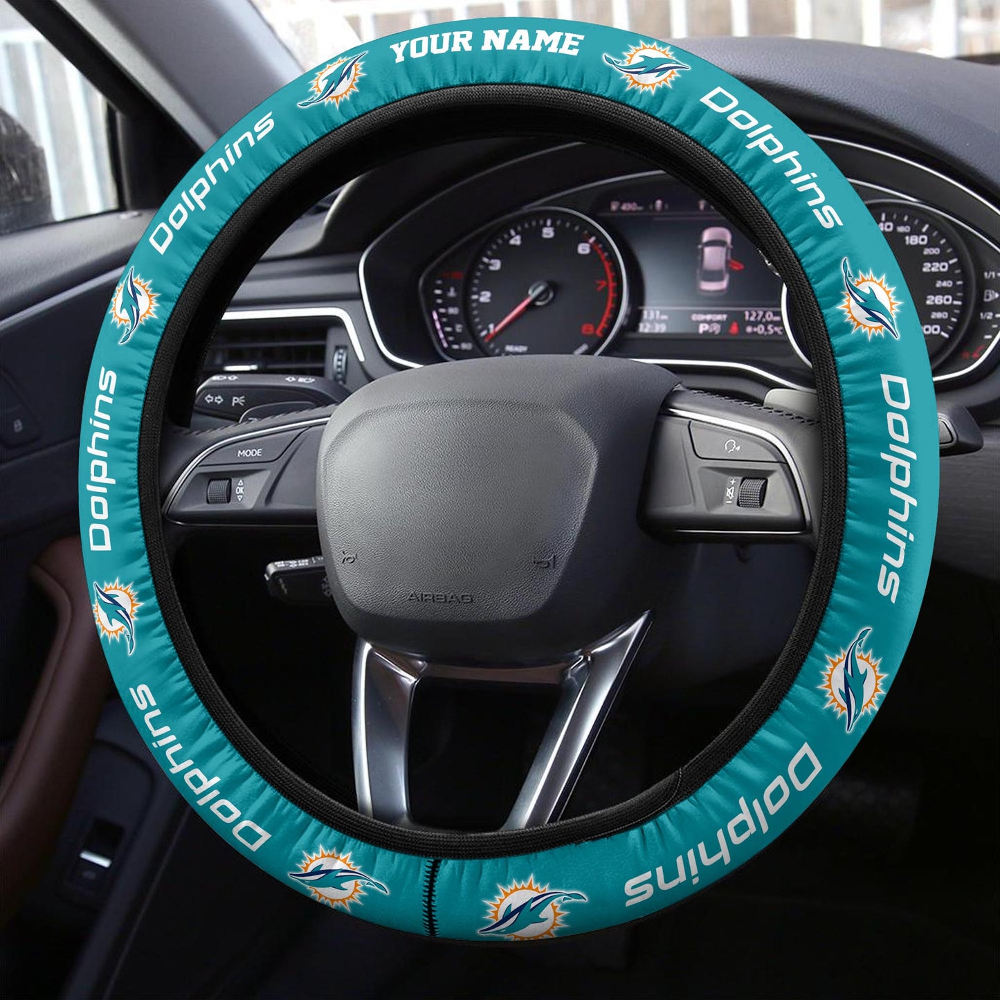 Miami Dolphins Personalized 3D Steering Wheel Cover 83