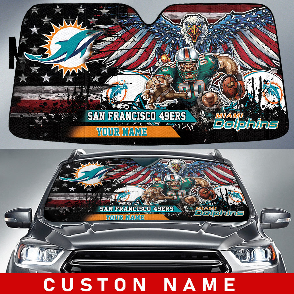 Miami Dolphins Personalized Auto Sun Shade BG117