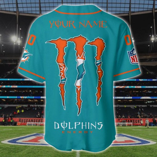 Miami Dolphins Personalized Baseball Jersey BG182