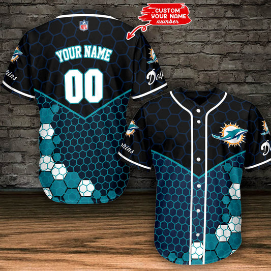 Miami Dolphins Personalized Baseball Jersey BG458