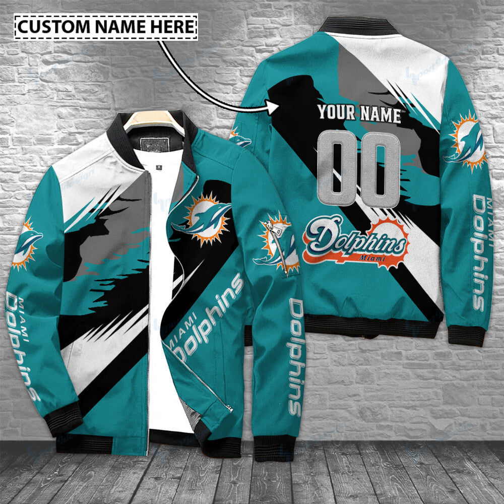 Miami Dolphins Personalized Bomber Jacket BG343