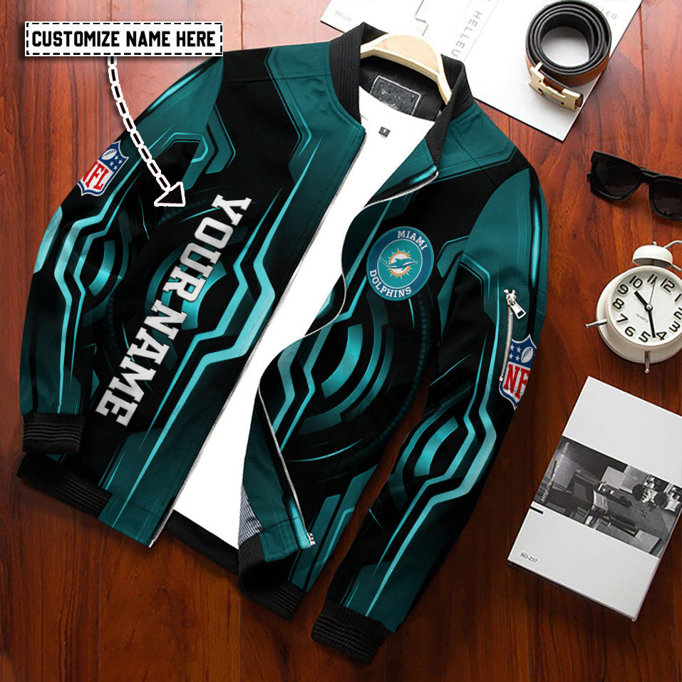 Miami Dolphins Personalized Bomber Jacket BG703