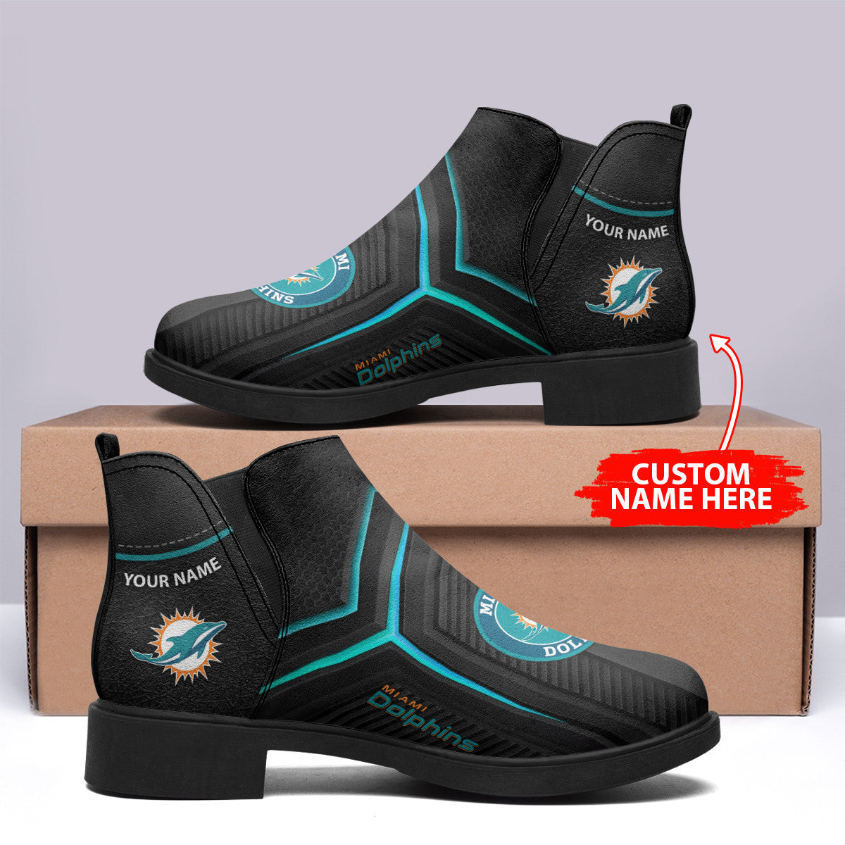 Miami Dolphins Personalized Comfort & Fashion Short Boots BG120