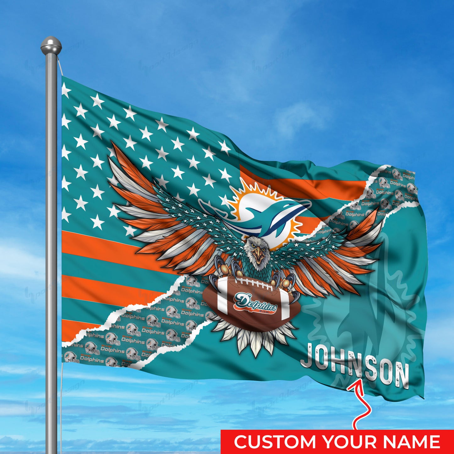 Miami Dolphins Personalized Flag 293