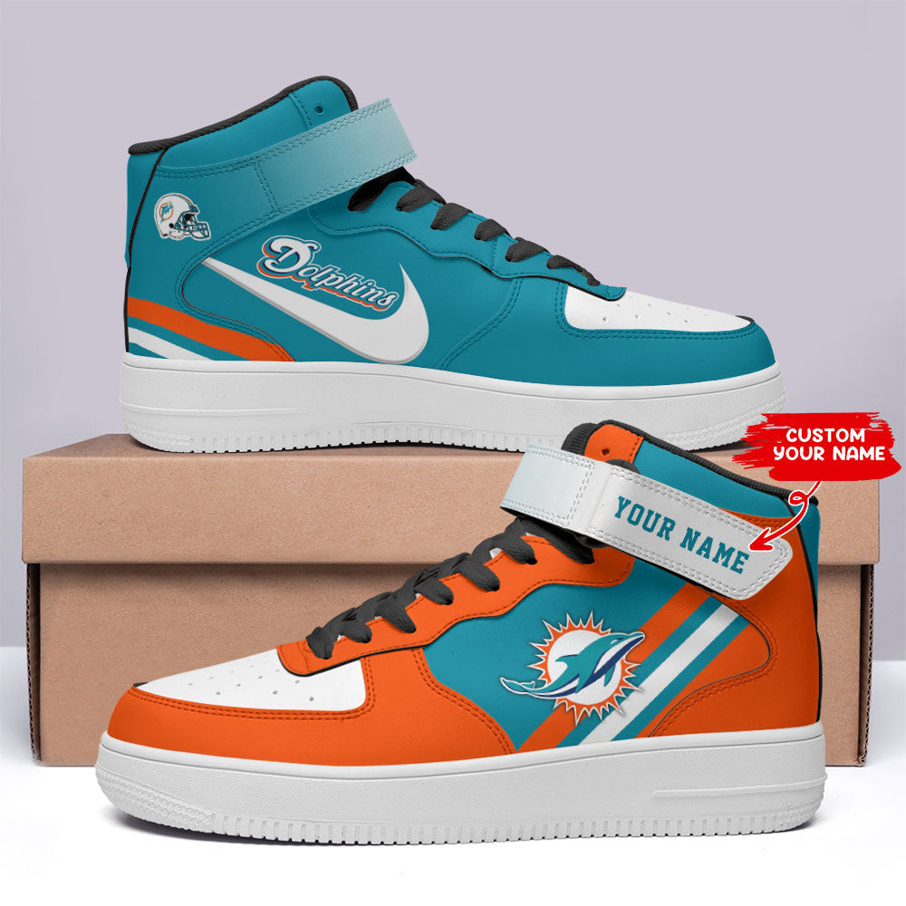 Miami Dolphins Personalized High AF1 Sneakers BG09