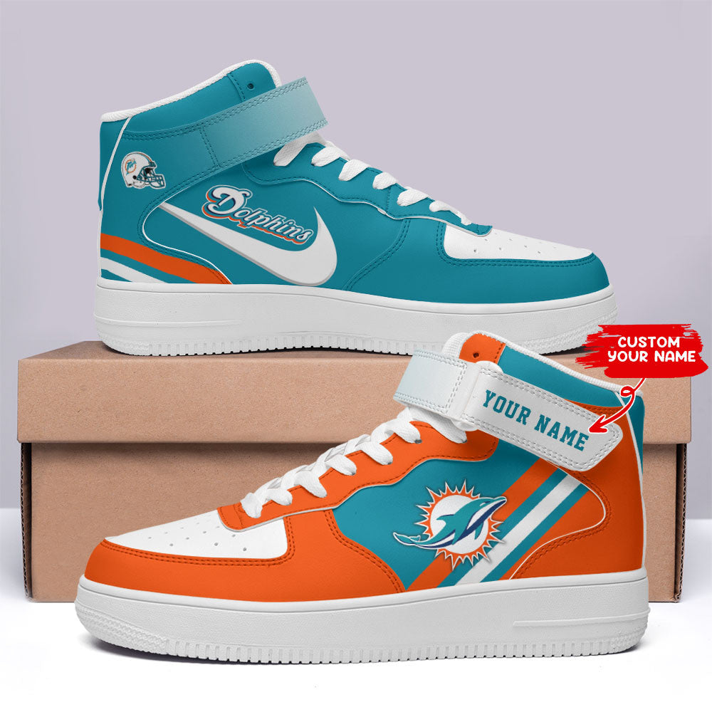 Miami Dolphins Personalized High AF1 Sneakers BG09