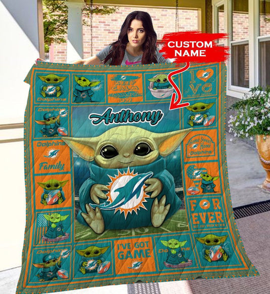 Miami Dolphins Personalized Premium Quilt BG22