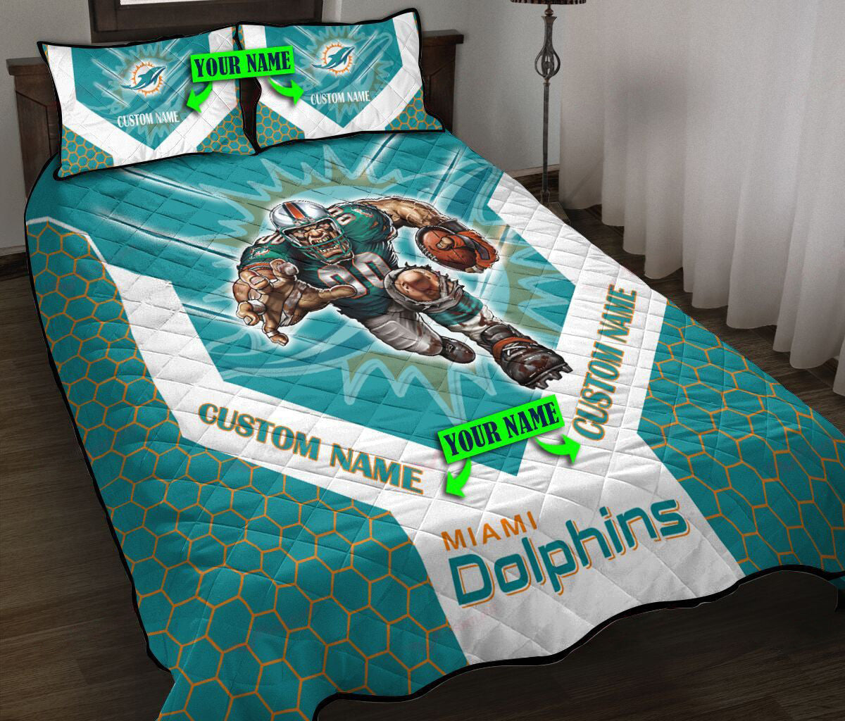 Miami Dolphins Personalized Quilt Set BG100