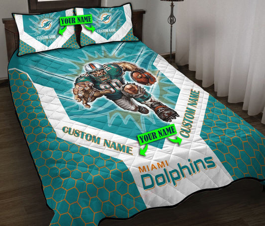 Miami Dolphins Personalized Quilt Set BG100