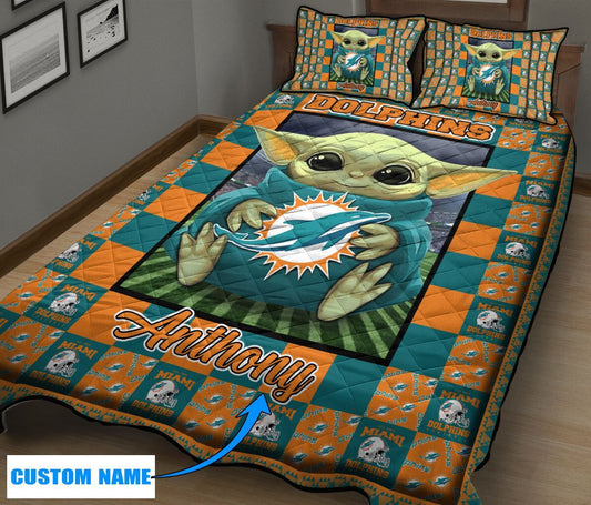 Miami Dolphins Personalized Quilt Set BG48