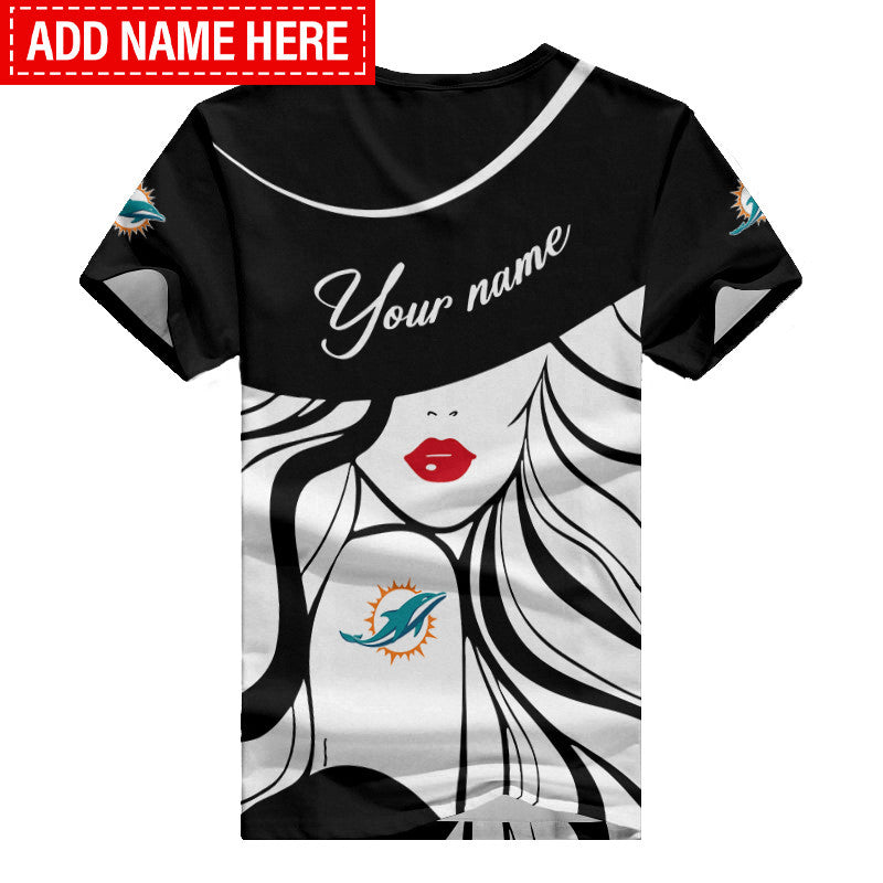 Miami Dolphins Personalized Summer V-neck Women T-shirt 149