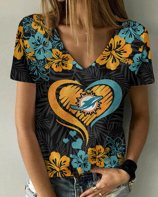Miami Dolphins Summer V-neck Women T-shirt BG285