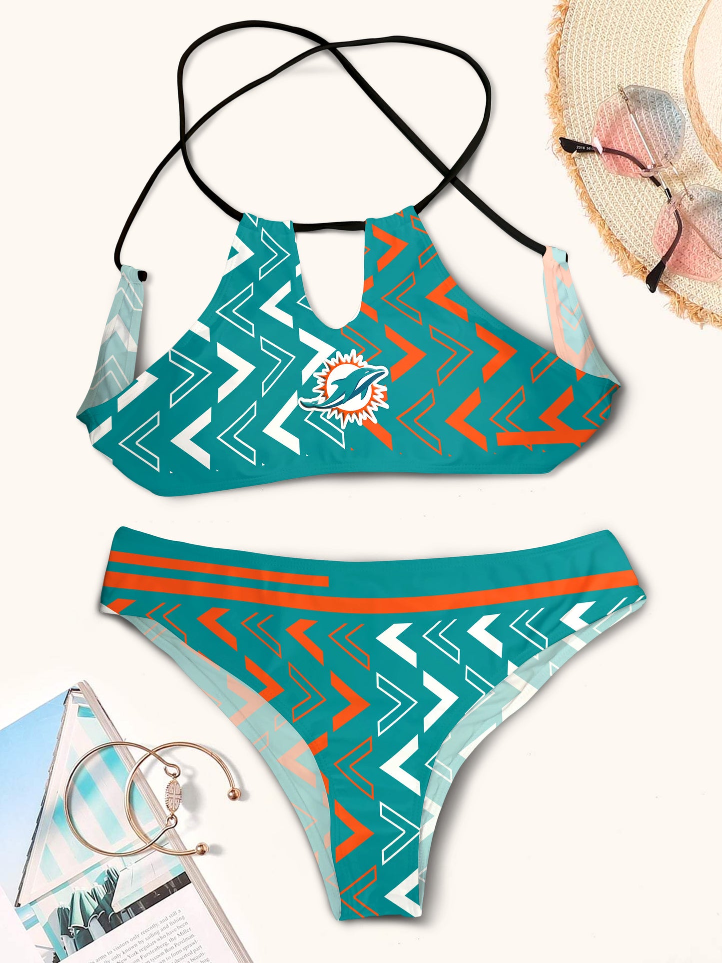 Miami Dolphins Women’s Cami Keyhole One-piece Swimsuit BG41