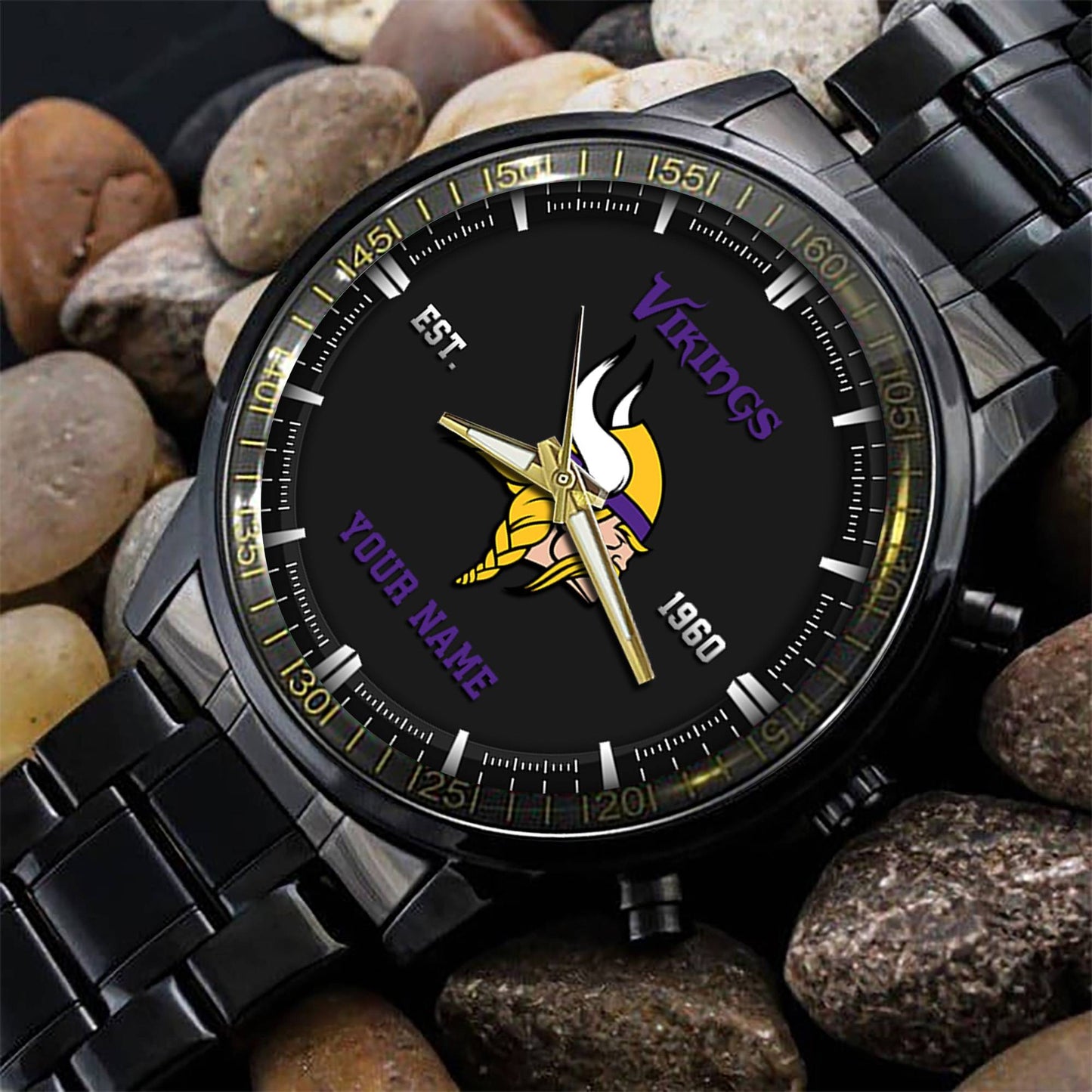 Minnesota Vikings Black Fashion Watch Gifts For Sport Fans AZWATCH075
