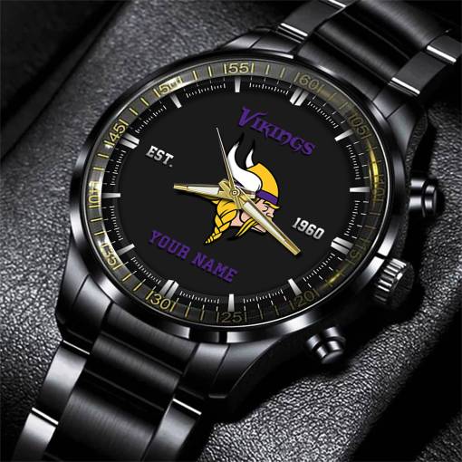 Minnesota Vikings Black Fashion Watch Gifts For Sport Fans AZWATCH075