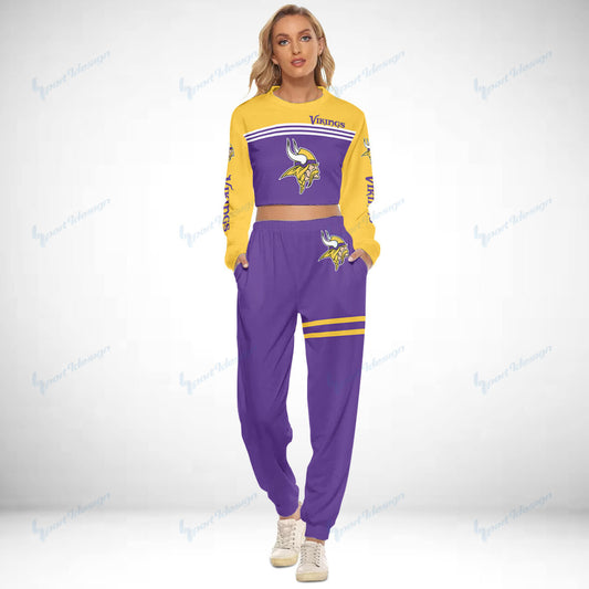 Minnesota Vikings Crop Sweatshirt Suit 8