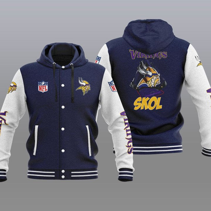 Minnesota Vikings Hooded Button Jacket with Hood 35