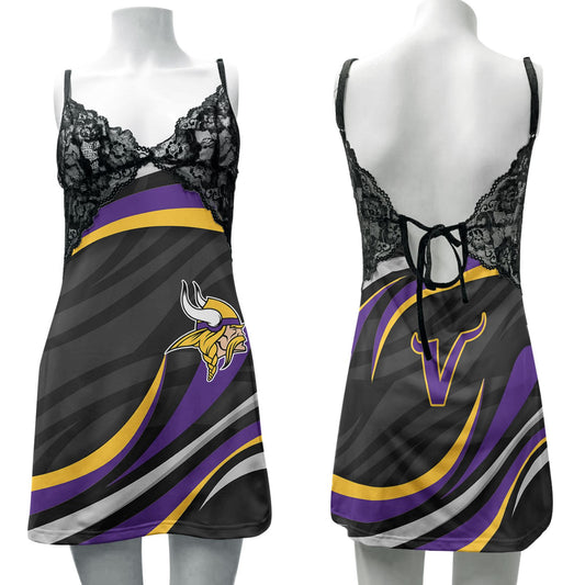 Minnesota Vikings Lace Back Strap Slip Dress 26-1